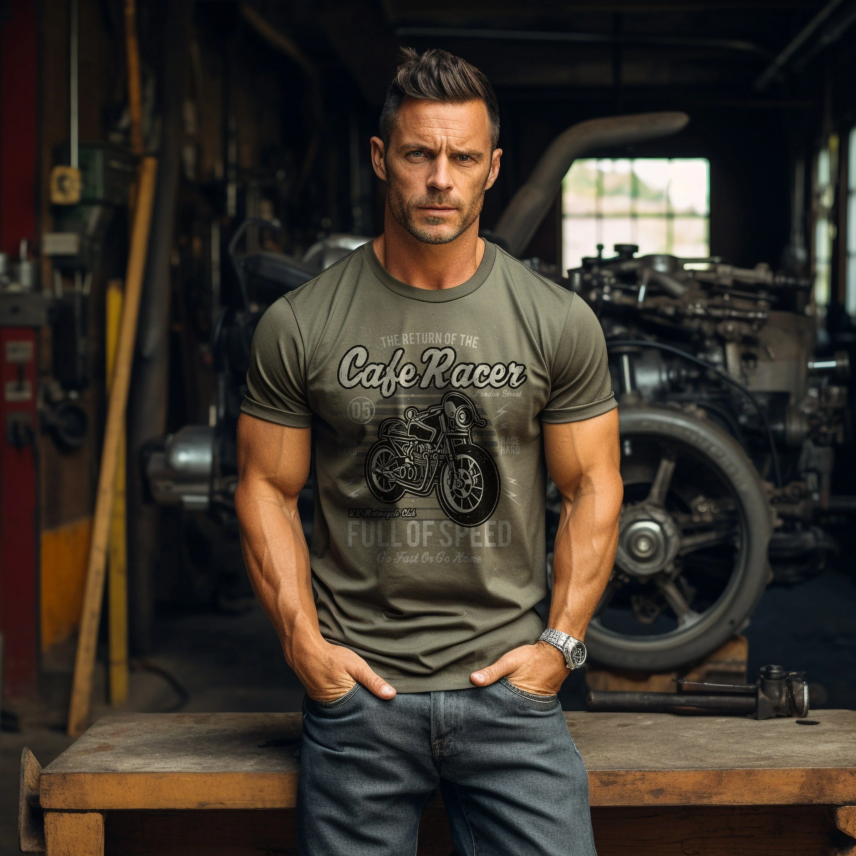 Biker Cafe Racer T-Shirt - Image 19