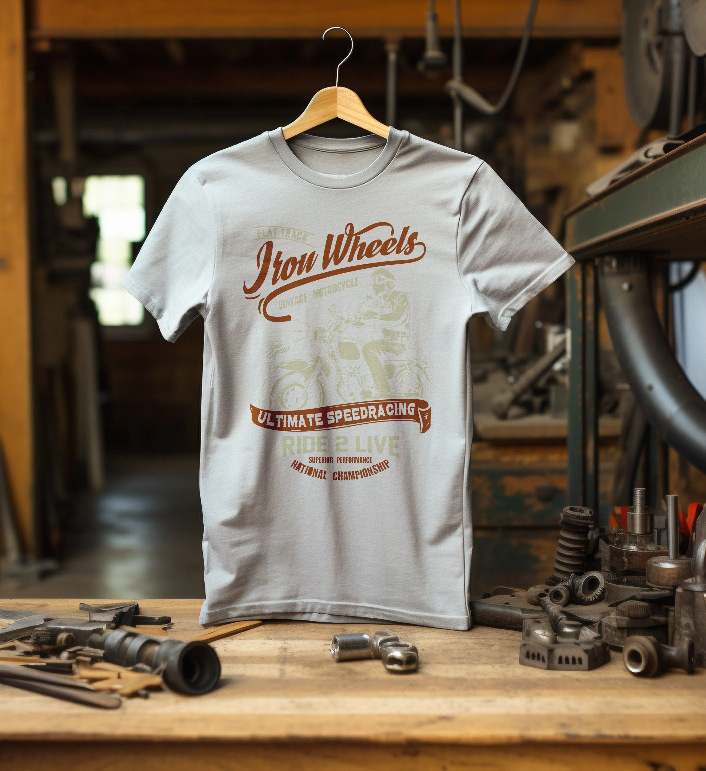 Biker Iron Wheels T-Shirt - Image 12